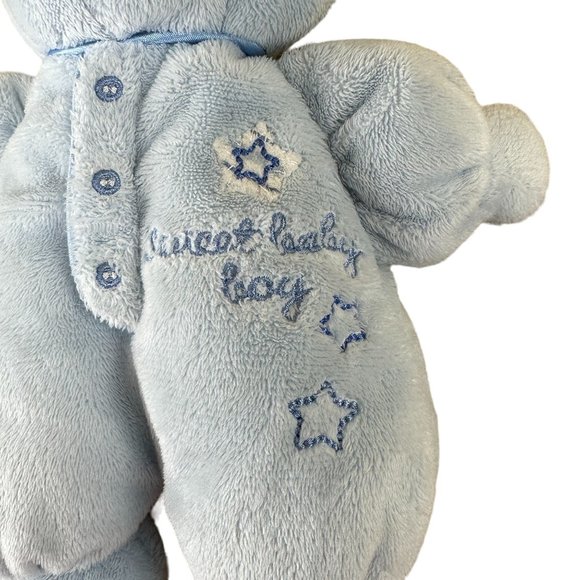 Carter's Just One Year Blue Teddy Bear Rattle Sweet Baby Boy Plush Toy 9" - Picture 8 of 9